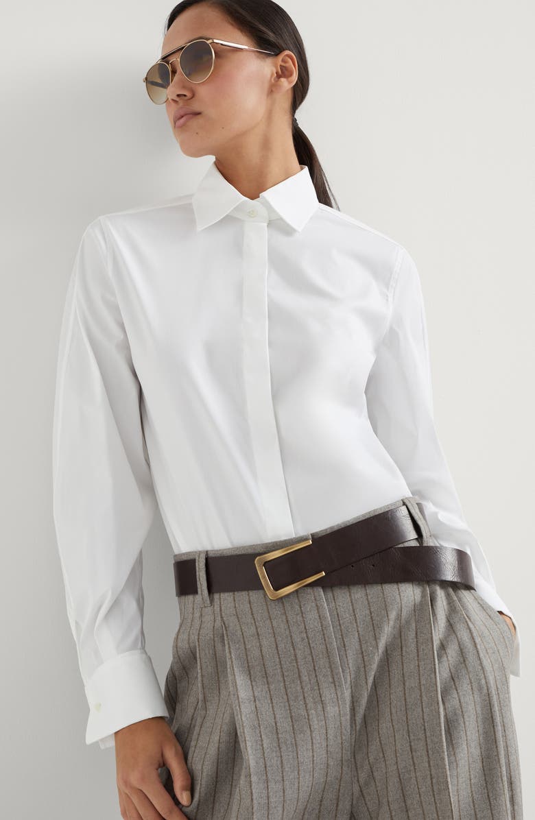 Brunello Cucinelli Stretch poplin shirt, Alternate, color, 