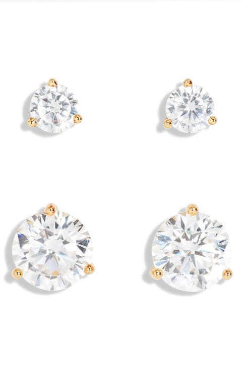 Set of 2 Cubic Zirconia Stud Earrings