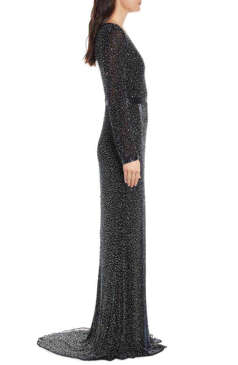 Mac Duggal Sequin Beaded Long Sleeve Gown, Alternate, color,