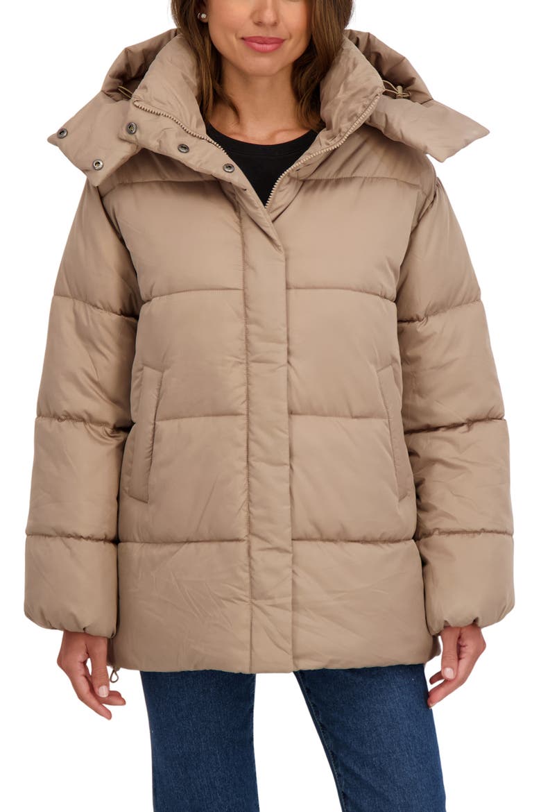 Water Resistant Puffer Jacket, Main, color, KHAKI