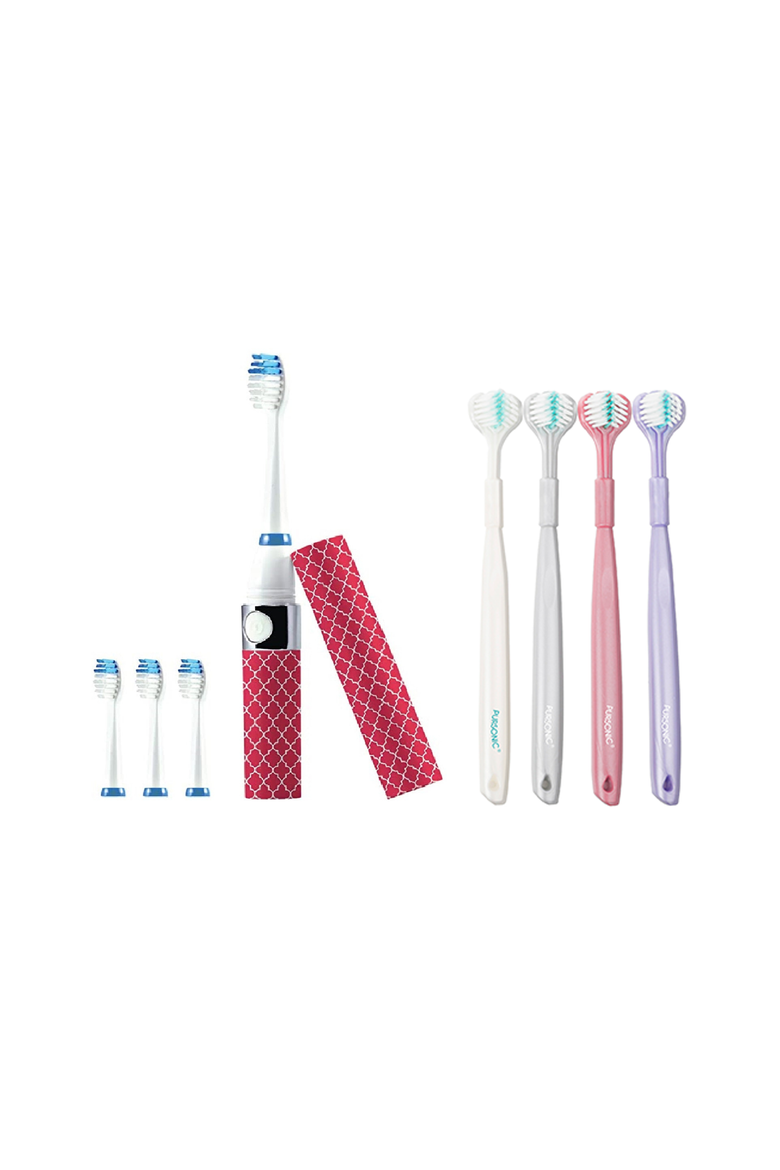 Portable Sonic Toothbrush with Travel Case & 360° Toothbrush Set, Main, color, Multicolor