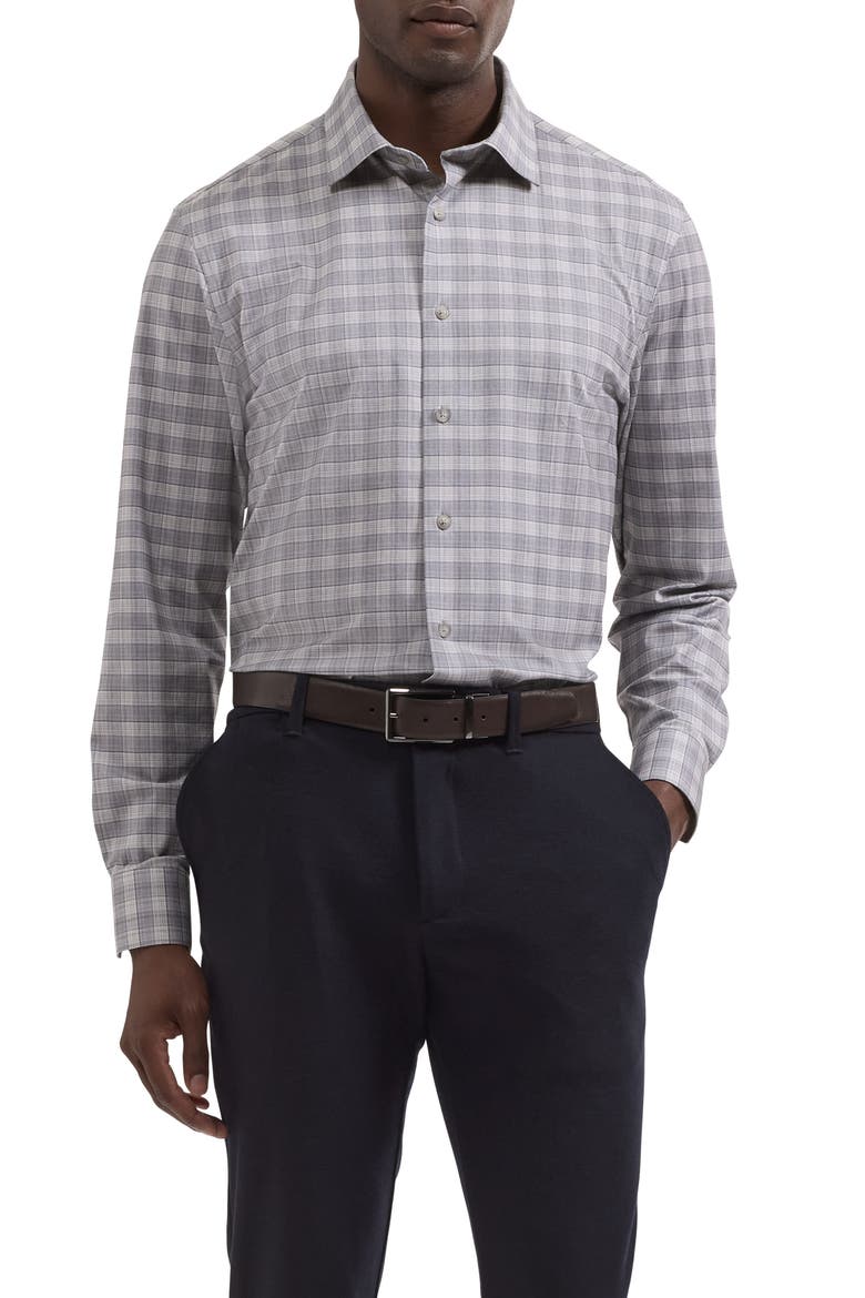 James OoohCotton® Plaid Print Button-Up Shirt, Main, color, PLATINUM