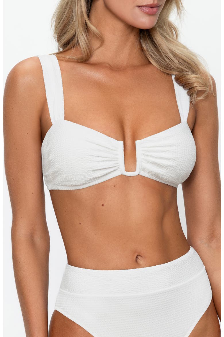 Striped Cutout High-Waisted Bikini Set, Alternate, color, White