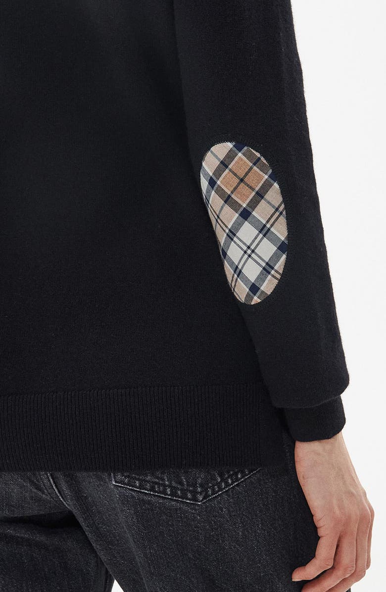 Barbour Pendle Elbow Patch Wool & Cotton Turtleneck Sweater, Alternate, color,