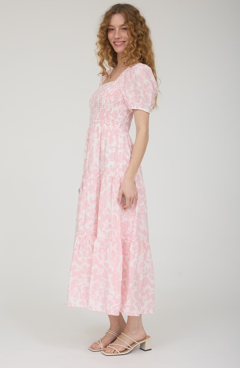 AUGUST SKY Puff Sleeve Smocked Midi Dress, Alternate, color, 