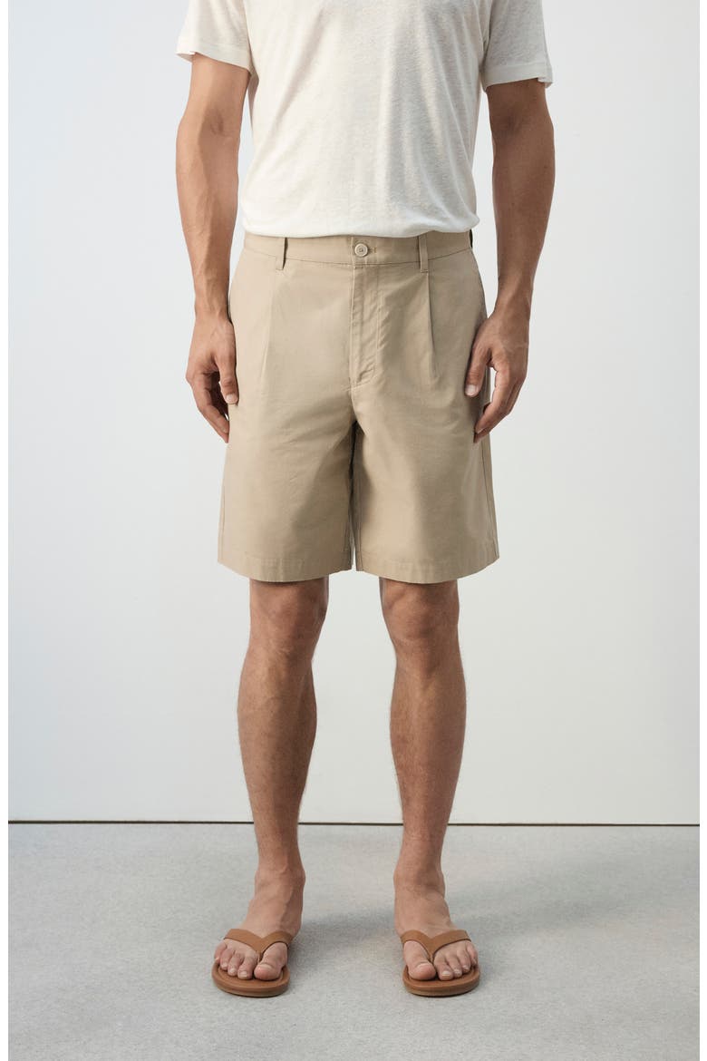 Pleat Front Bermuda Shorts, Alternate, color, BEIGE