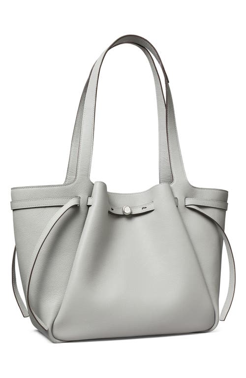 Tory Burch Romy Pebble Leather Tote In Light Granite