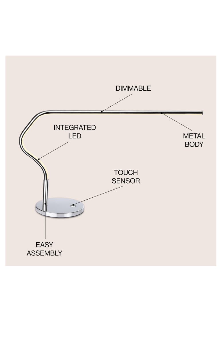 JONATHAN Y Julian 15" LED Integrated Task Lamp, Chrome, Alternate, color, Chrome