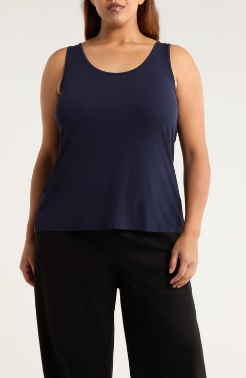 Slim Fit Scoop Neck Silk Tank (Plus)