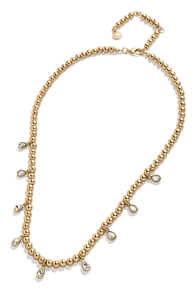 Mila Pisa Teardrop Station Necklace, Main, color, GOLD