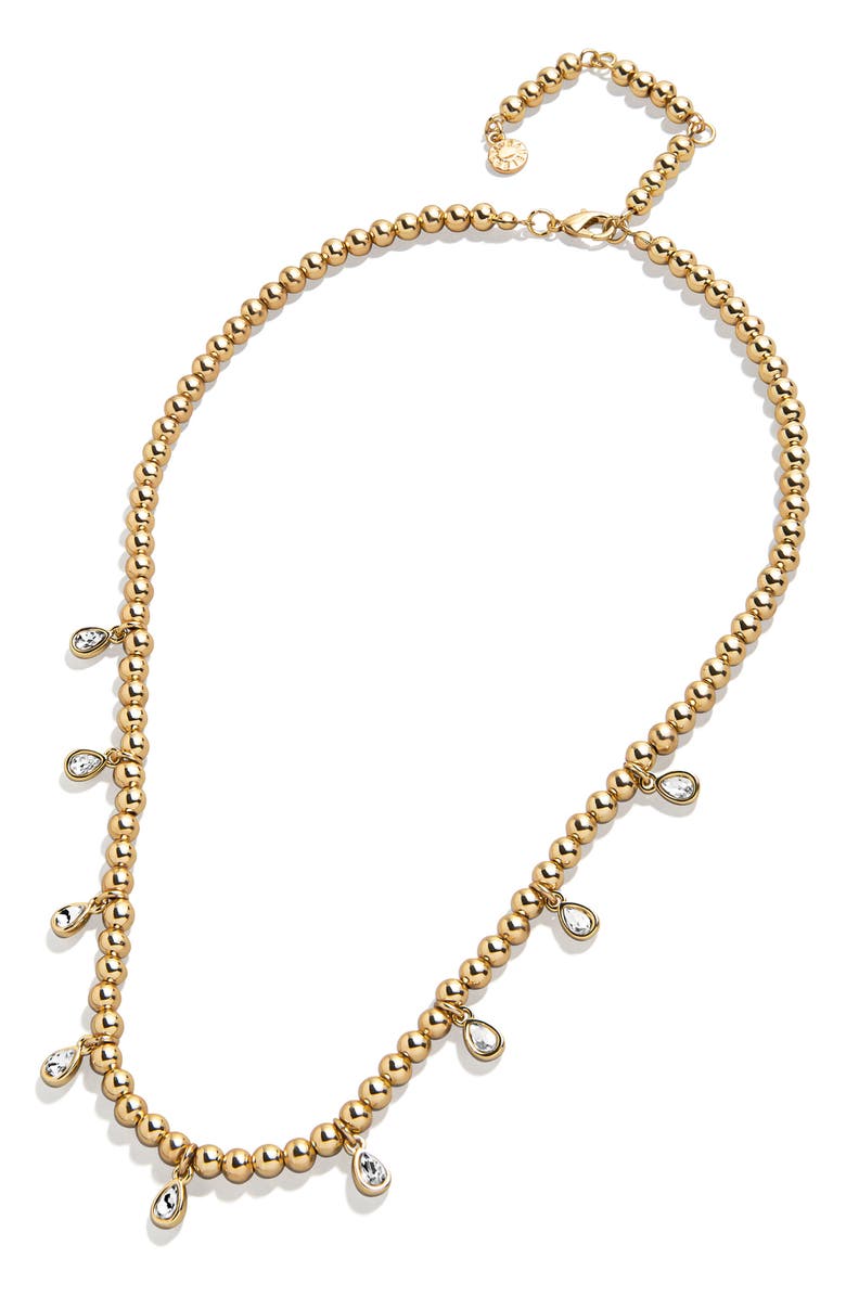 BaubleBar Mila Pisa Teardrop Station Necklace, Main, color, Gold