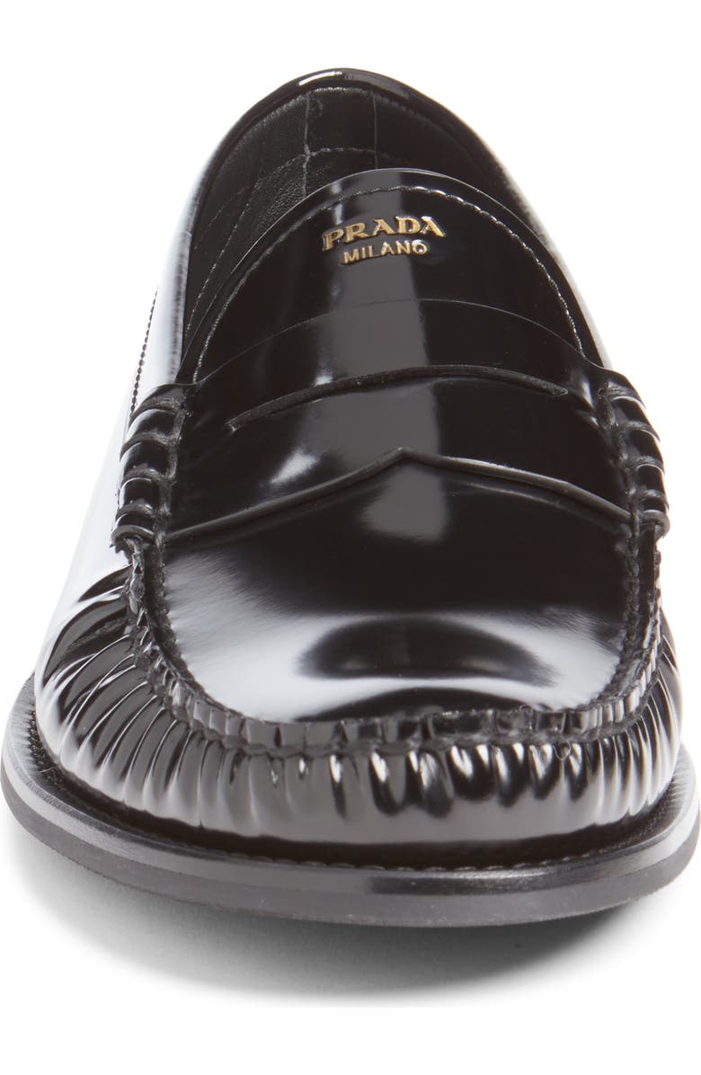 Prada Spazzalato Penny Loafer, Alternate, color, Nero