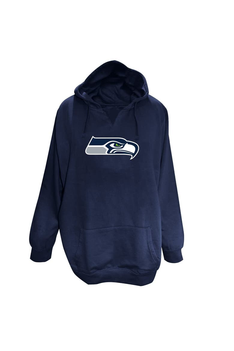 Women's Fanatics College Navy Seattle Seahawks Plus Size V-Neck Pullover Hoodie, Main, color, College Navy