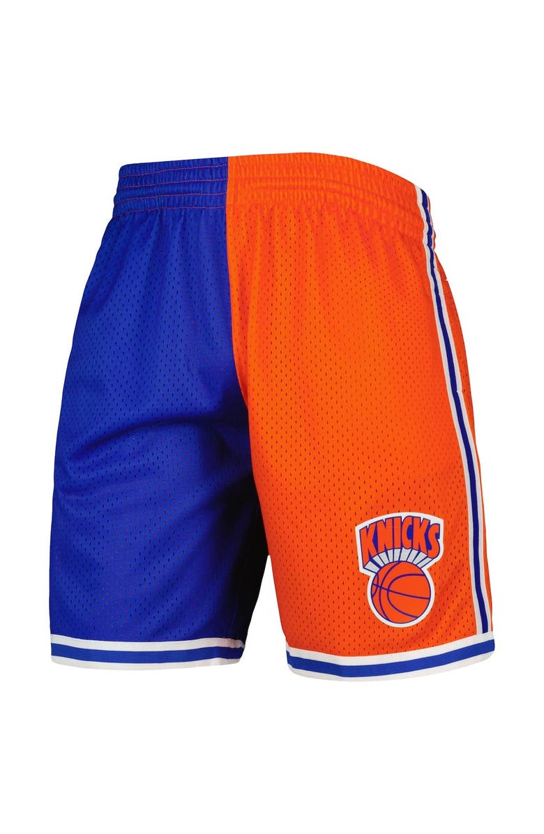 Mitchell & Ness Men's Mitchell & Ness Blue/Orange New York Knicks Hardwood Classics 1991 Split Swingman Shorts, Alternate, color, Blue