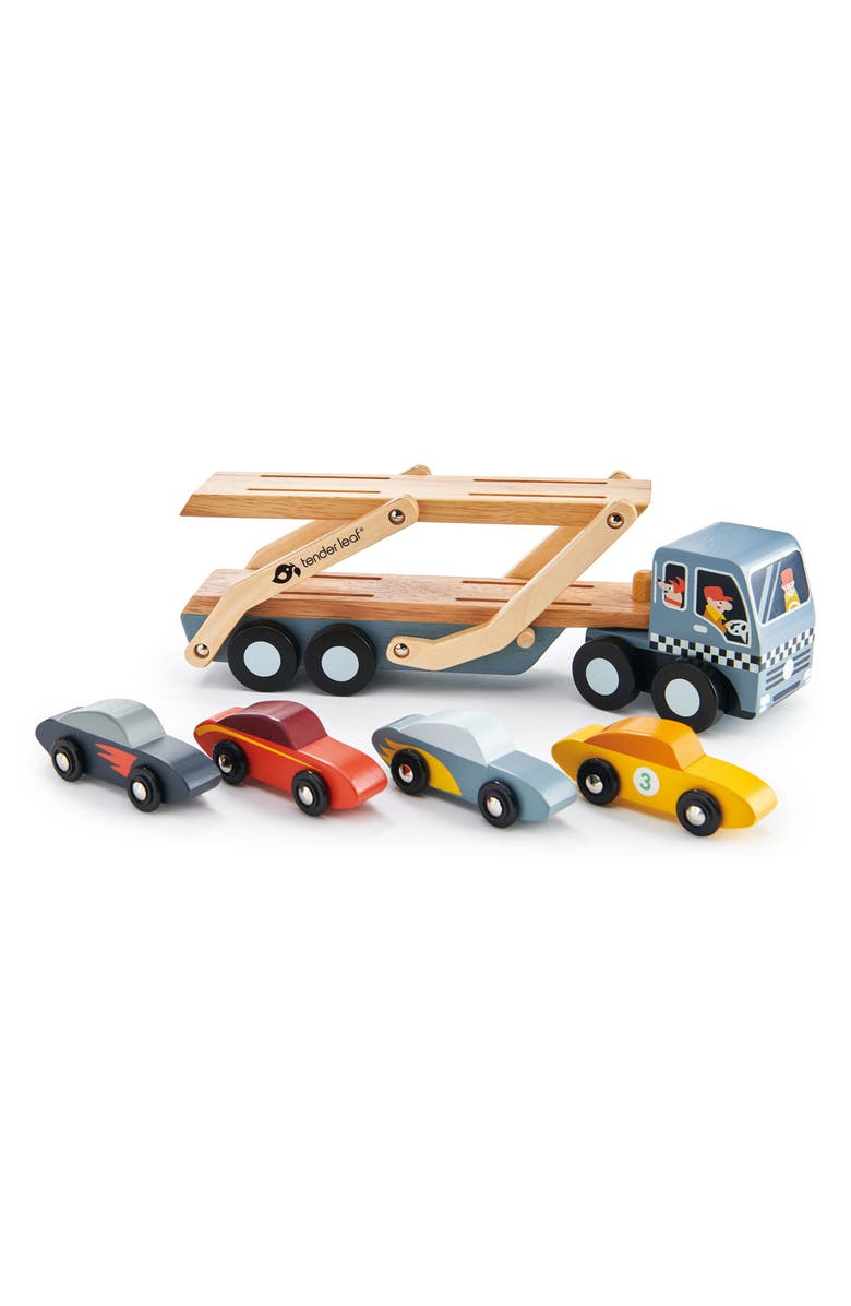 Tender Leaf Toys Car Transporter Wooden Toy Set, Alternate, color, Multi
