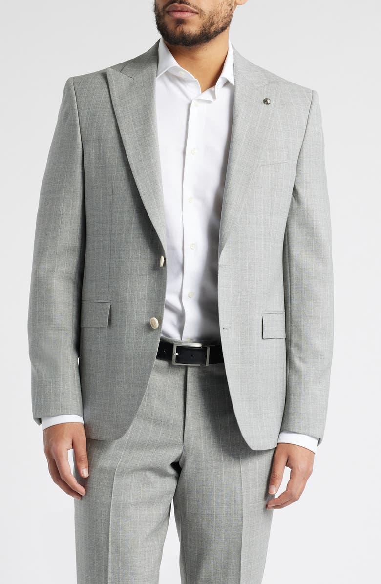 Jack Victor Engle Peak Lapel Pinstripe Wool Suit, Alternate, color, Light Grey