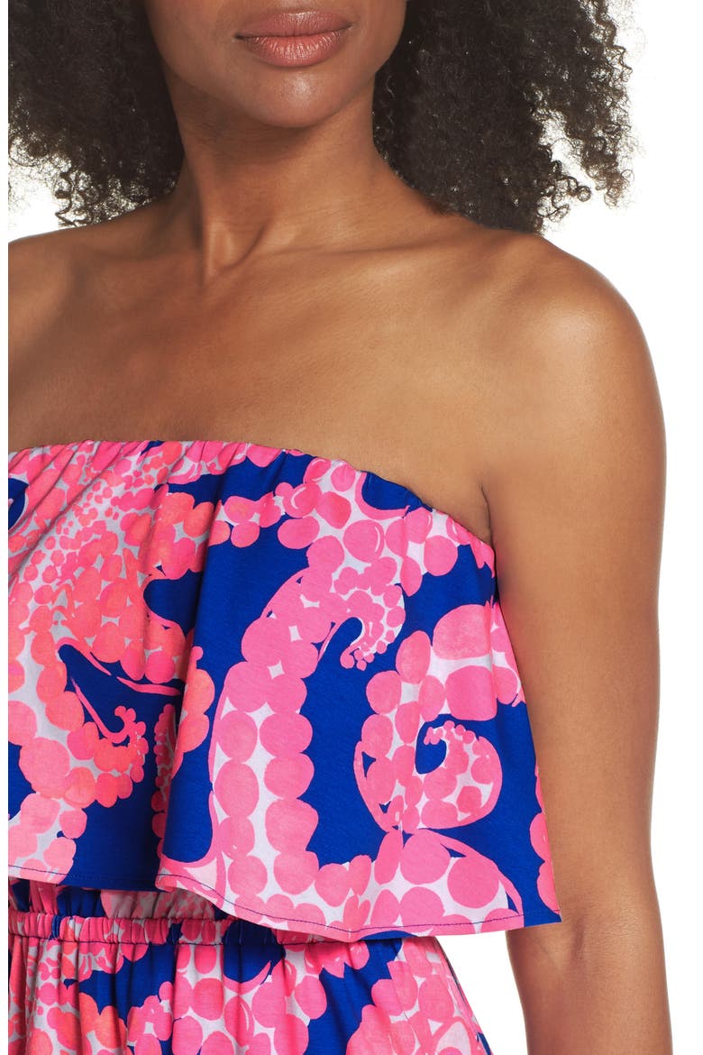 Meridian Strapless Midi Dress, Alternate, color, IKAT BLUE MOCEAN
