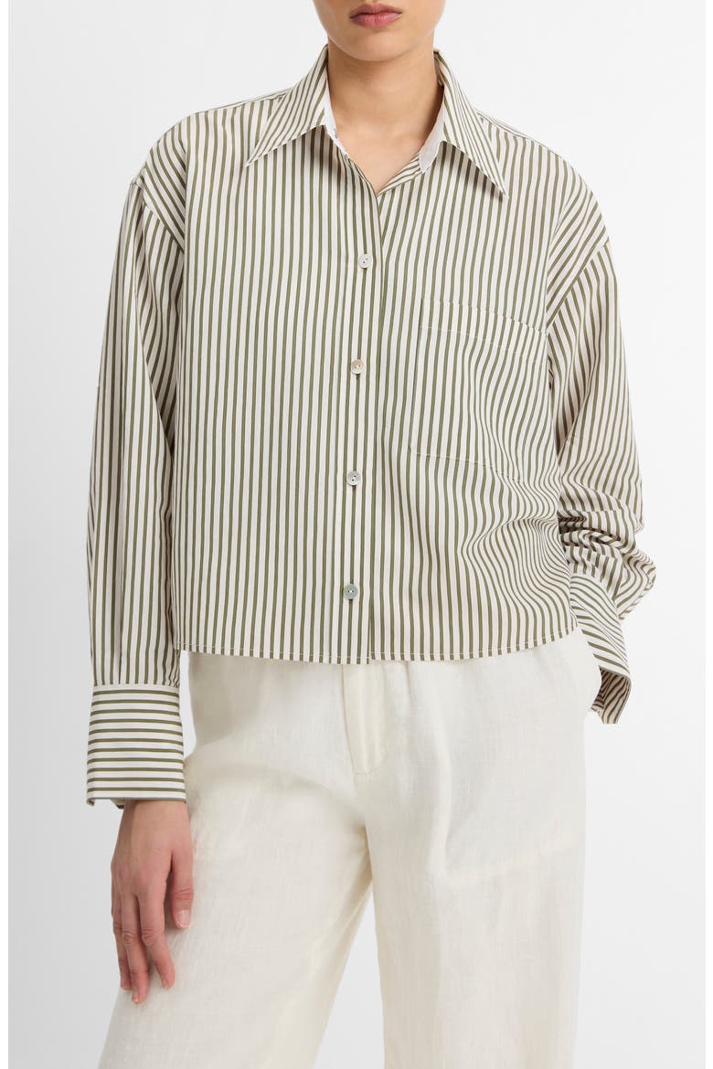 Till Stripe Crop Shirt, Main, color, HERBARIA/OFF WHITE