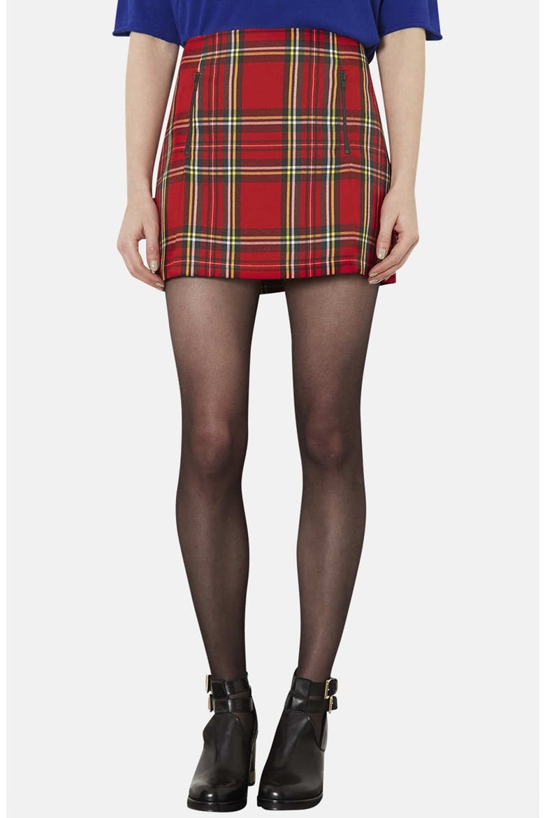 Tartan Plaid Skirt, Main, color, RED