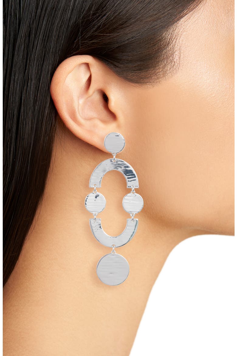 Smile Dot Earrings, Alternate, color, METALLIC SILVER