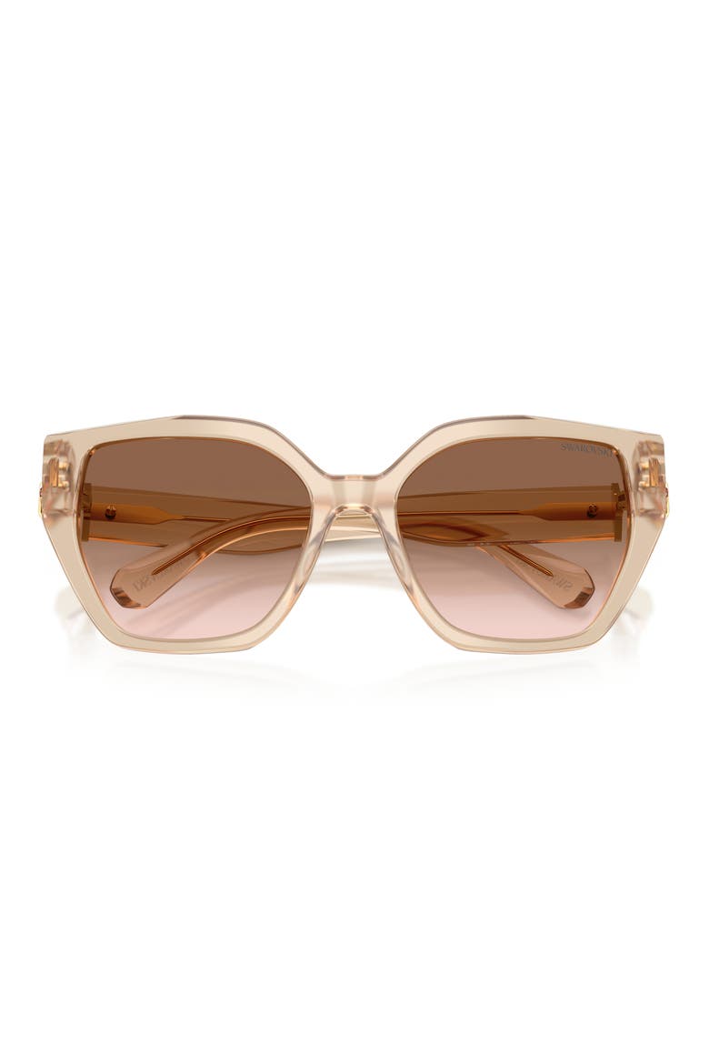 56mm Gradient Irregular Sunglasses, Alternate, color, MILKY BEIGE / GRADIENT BORWN