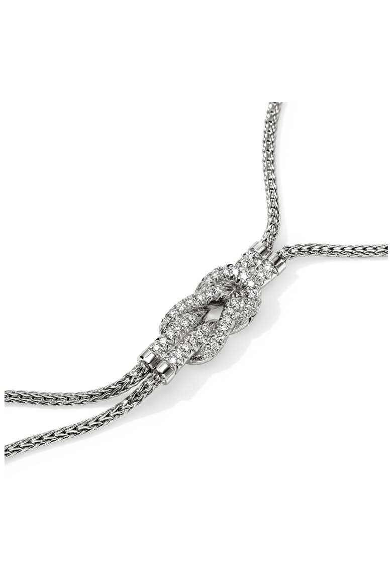 Love Knot Y-Necklace, Diamonds, Alternate, color, SILVER