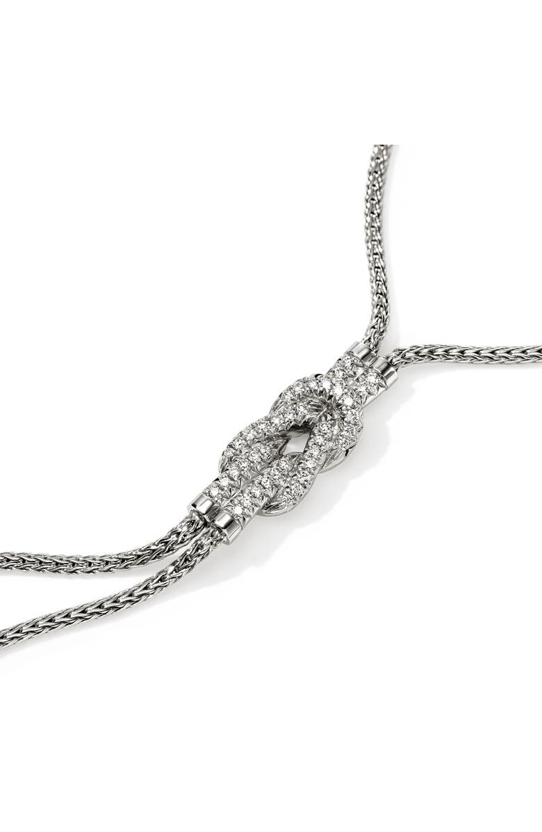 John Hardy Love Knot Y-Necklace, Diamonds, Alternate, color, Silver