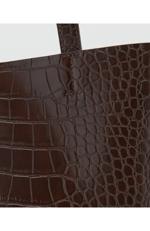 Mango Faux Leather Shopper Tote In Brown