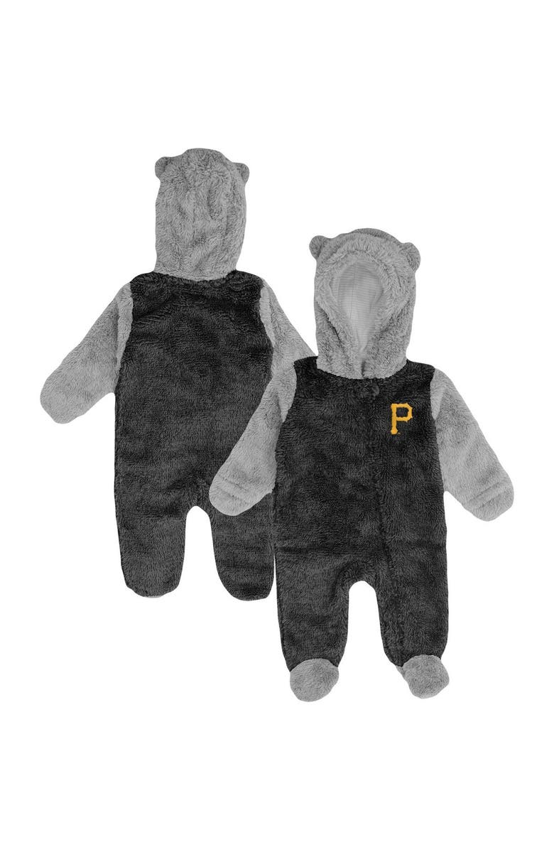 Outerstuff Newborn and Infant Black/Gray Pittsburgh Pirates Game Nap Teddy Fleece Bunting Full-Zip Sleeper, Main, color, Black