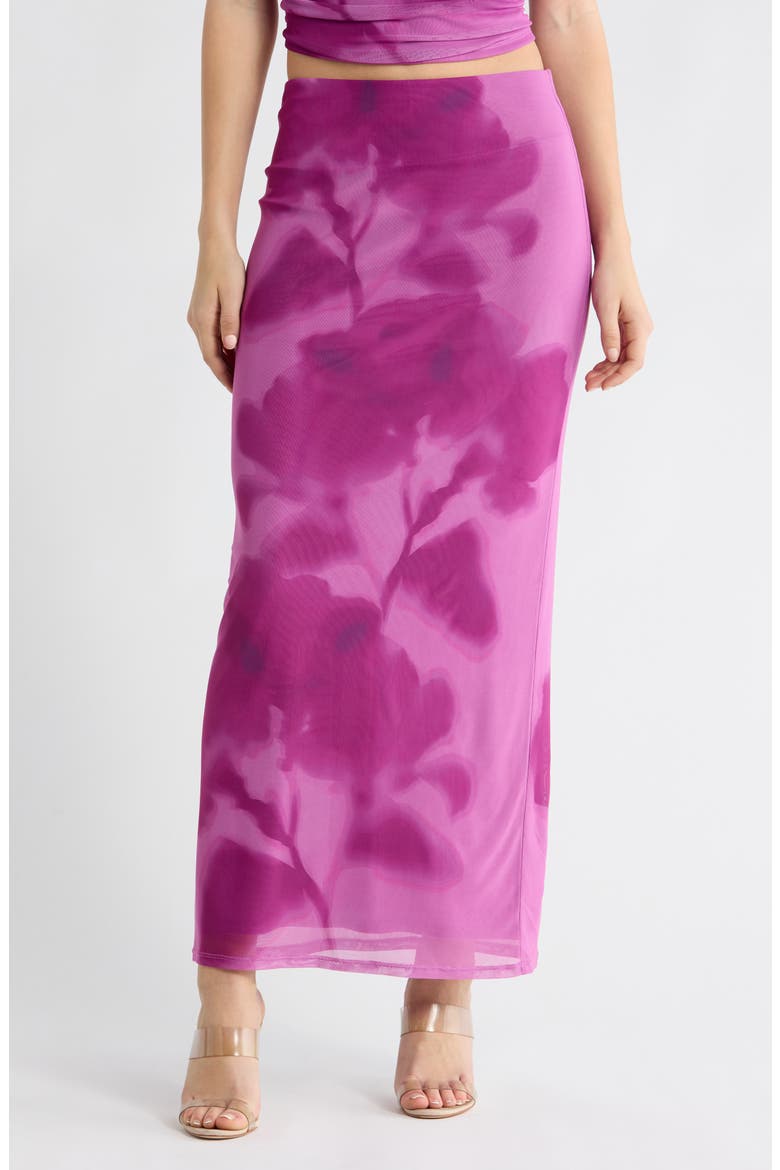 Mesh Maxi Skirt, Main, color, PINK BLURRY FLORAL