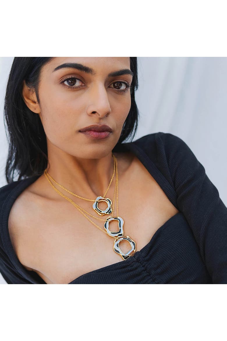 AQUA LAYERED NECKLACE, Alternate, color, Gold Plated