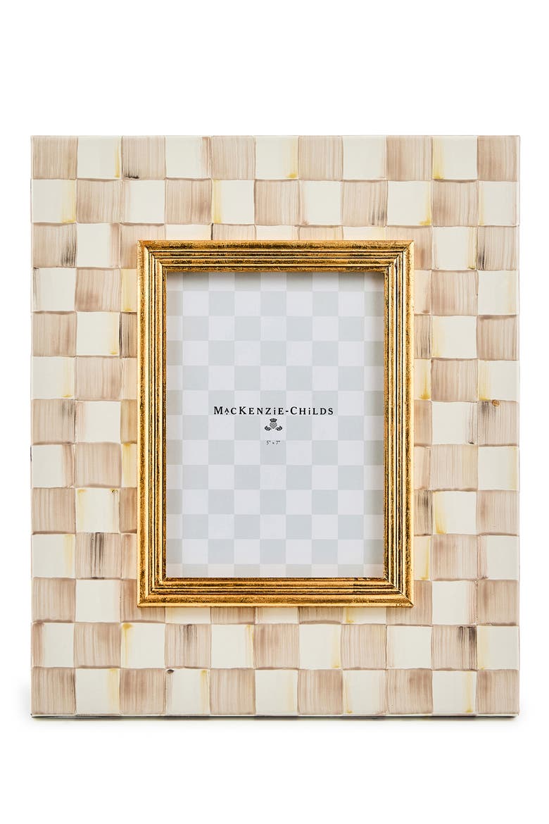 Mocha Check Enameled Steel 5 x 7-Inch Picture Frame, Main, color, MOCHA