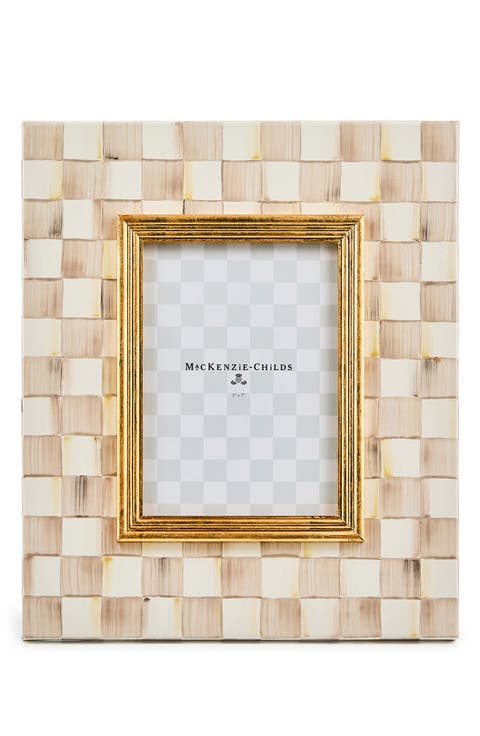 Mocha Check Enameled Steel 5 x 7-Inch Picture Frame