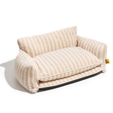 Striped Faux Lambswool Double Layer Pet Sofa Bed