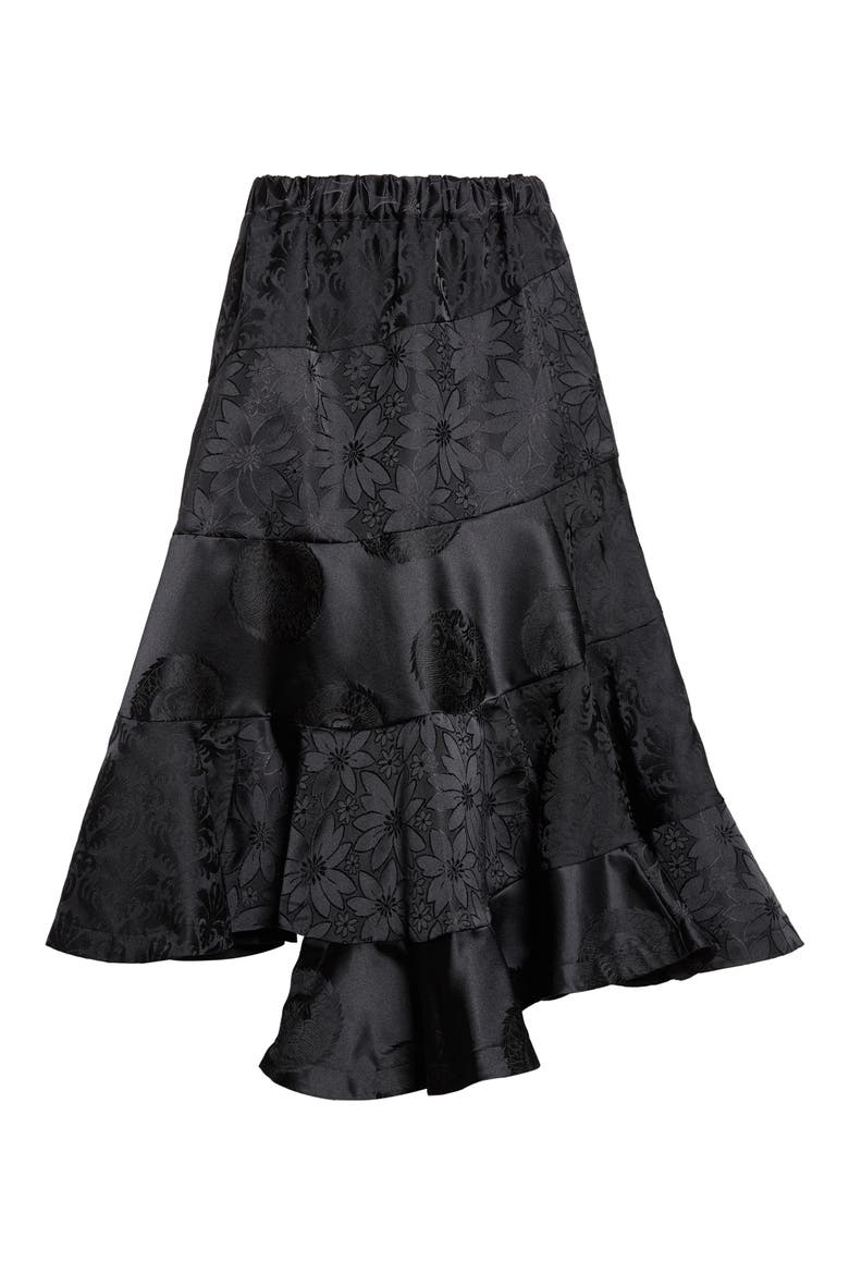 Floral Jacquard Tiered Midi Skirt, Main, color, BLACK X BLACK X BLACK