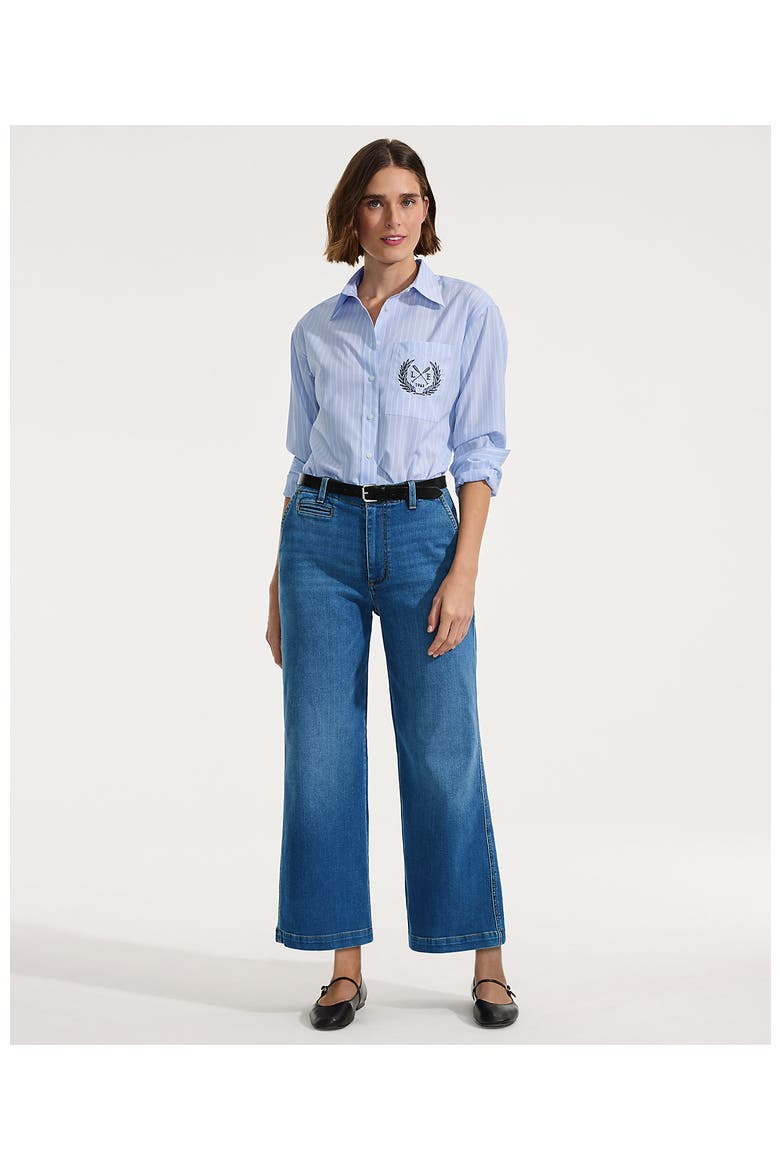 Petite Recover Denim Mid Rise Wide Leg Ankle Jeans, Alternate, color, Indigo Tide Blue