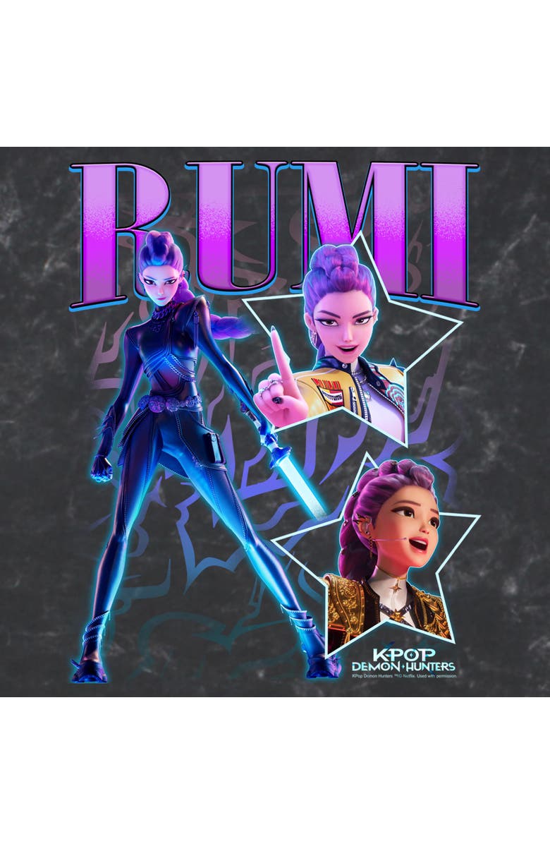 KPop Demon Hunters Men's KPop Demon Hunters Rumi Super Star Logo  Graphic T-Shirt, Alternate, color, Black