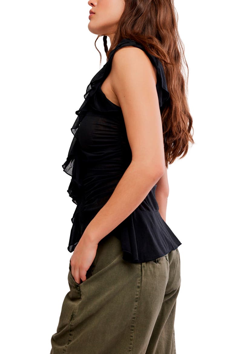 Blythe Ruffle Neck Sleeveless Top, Alternate, color, BLACK