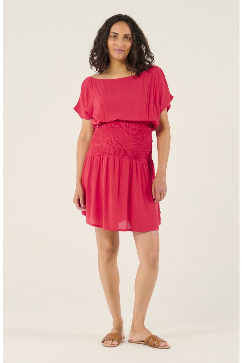 Maternity and Nursing Short Smock Dress Carmen, Main, color, Raspberry