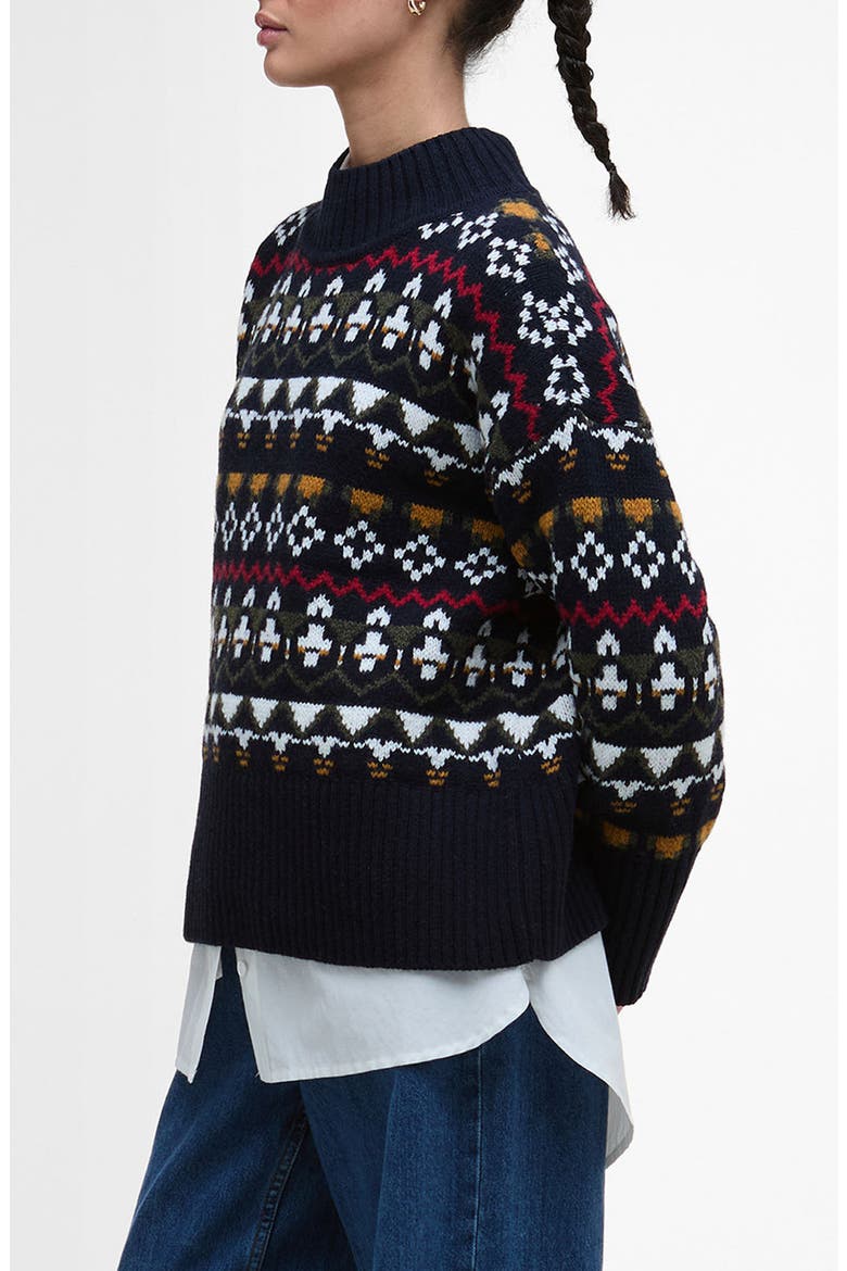 Larisa Fair Isle Wool & Cotton Blend Sweater, Alternate, color, NAVY