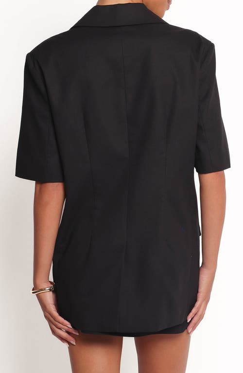 Petal And Pup Petal & Pup Brielle Short Sleeve Cotton & Linen Blazer In Black