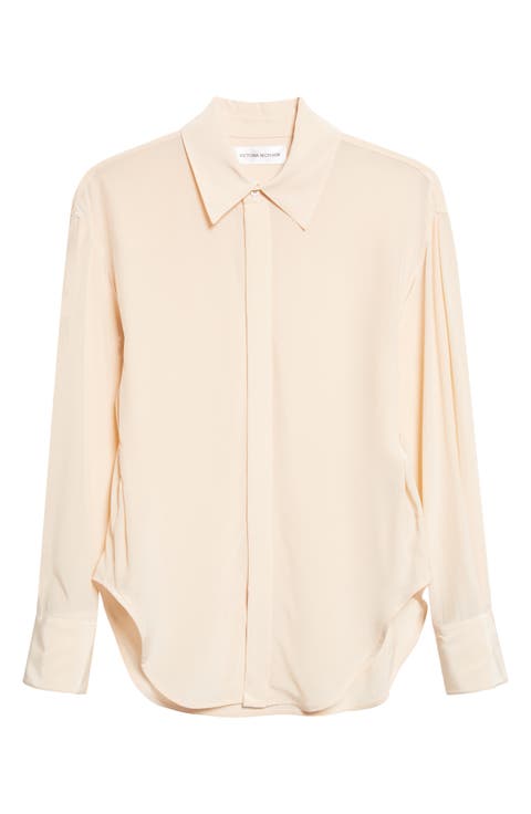 Slim Fit Silk Button-Up Shirt