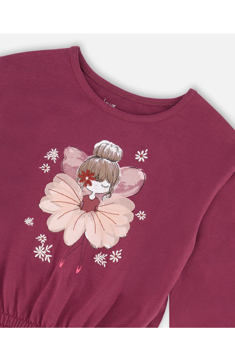 Deux par Deux Girl's Elastic Waist Tunic Burgundy, Alternate, color, 