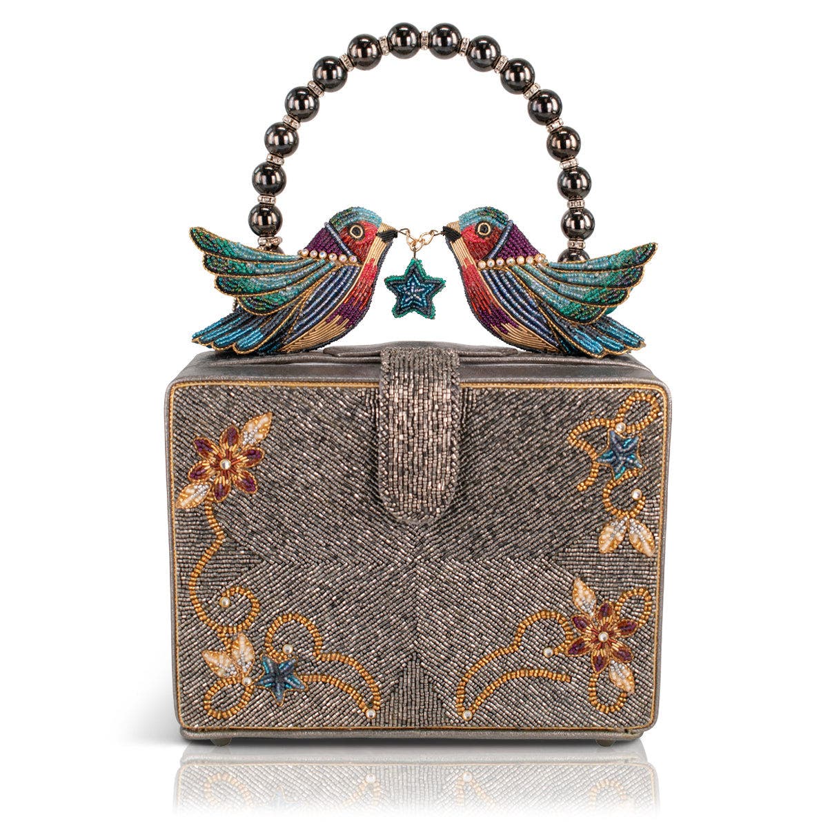 Fluttering Heart Top Handle Handbag, Alternate, color, Gunmetal