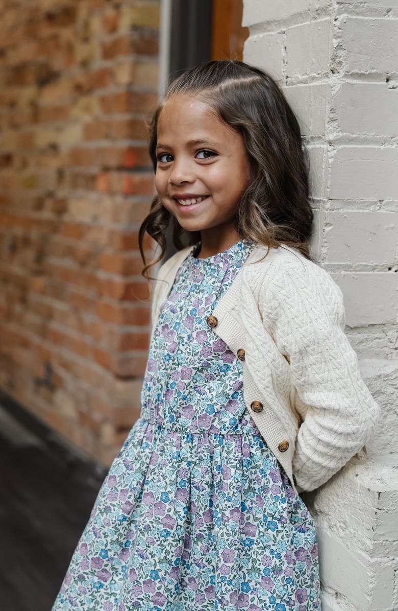 Hope & Henry Baby Girls' Organic Chevron Cable Cardigan, Infant, Alternate, color, Ivory Chevron Cable