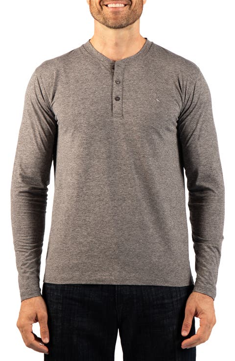 Brushed Melange Long Sleeve Henley