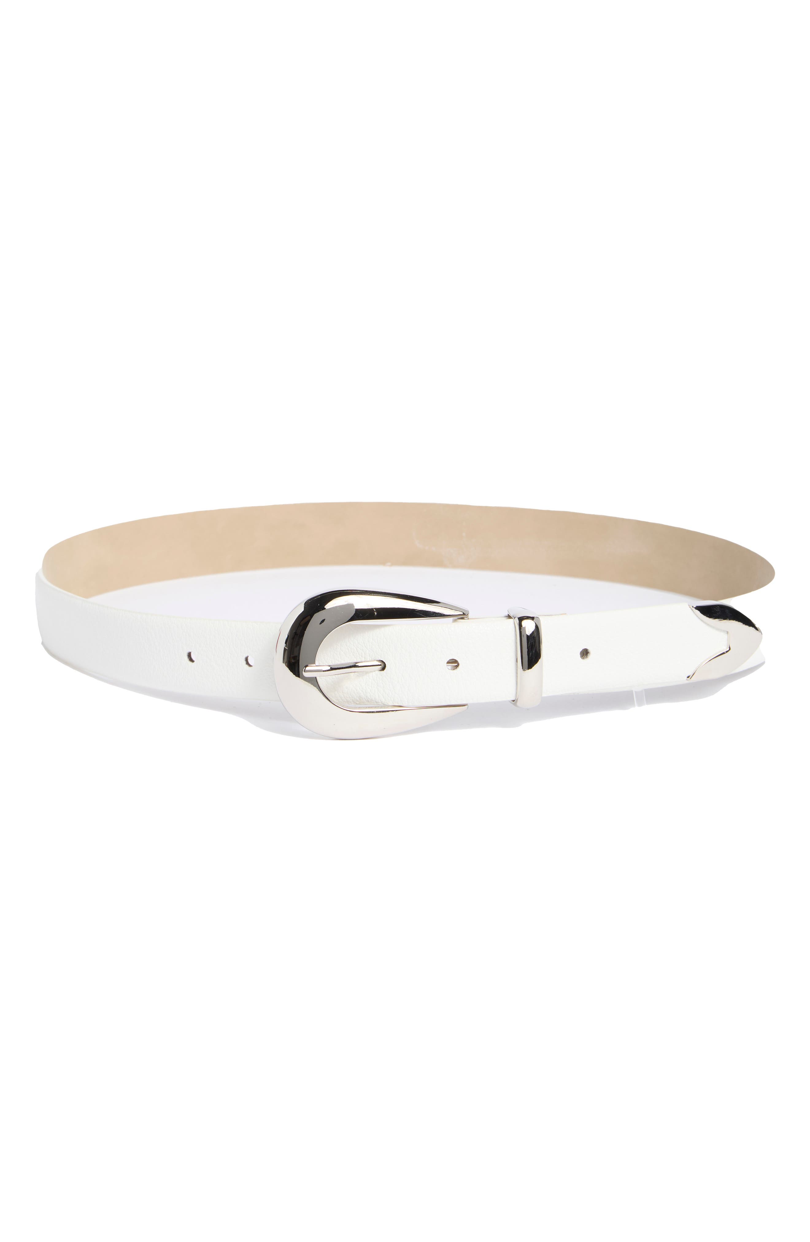 Vince Camuto Curved Buckle Faux Leather Belt