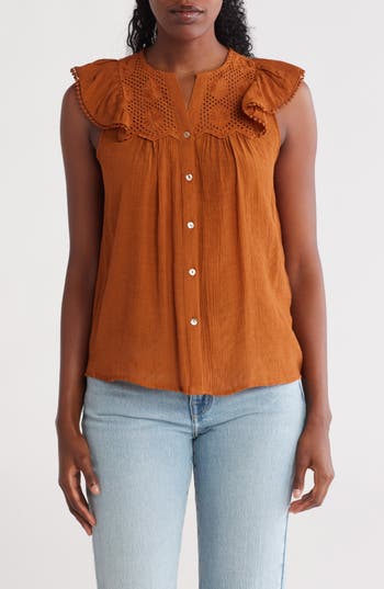 Nanette Lepore Flutter Sleeve Button-up Shirt