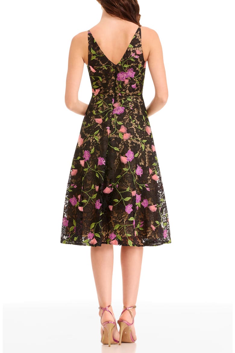 Elisa Floral Fit & Flare Cocktail Dress, Alternate, color, BLACK MULTI