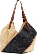 Reiss Farrah Raffia Effect Colorblock Tote